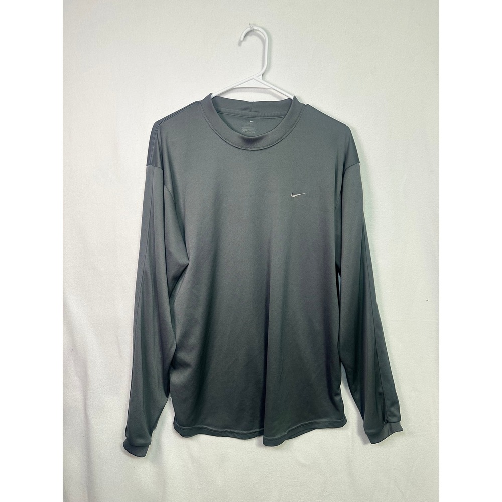 Nike Golf Mens Long Sleeve Mock Neck Performance Shirt Grey Large L Activewear